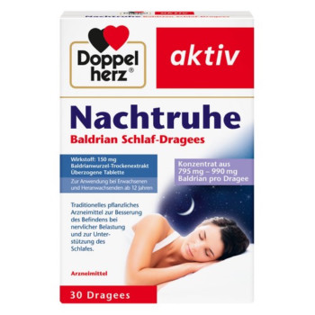 DOPPELHERZ Nachtruhe Baldrian Schlaf-Dragees